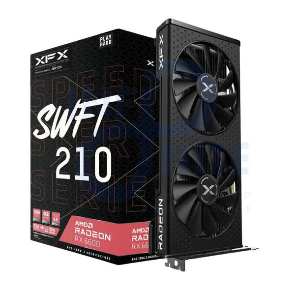 XFX Speedster SWFT 210 Radeon RX 6600 CORE 8GB GDDR6 Gaming Graphics Card – AMD RDNA 2, 1080p Ultra Gaming, 2491MHz Boost Clock, PCIe 4.0, HDMI 2.1, 3x DisplayPort, FreeSync, Smart Access Memory, 1792 Stream Processors - 2nd hand - advance payment only