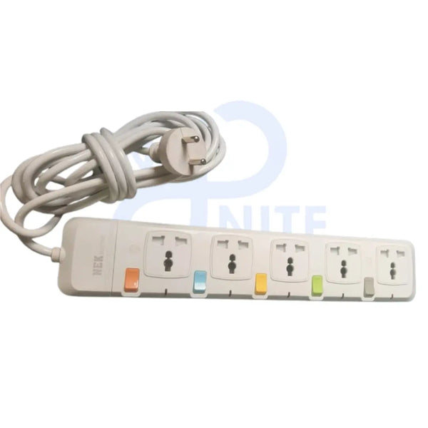 5-Port Power Extension Board with Individual Switches and Surge Protection
