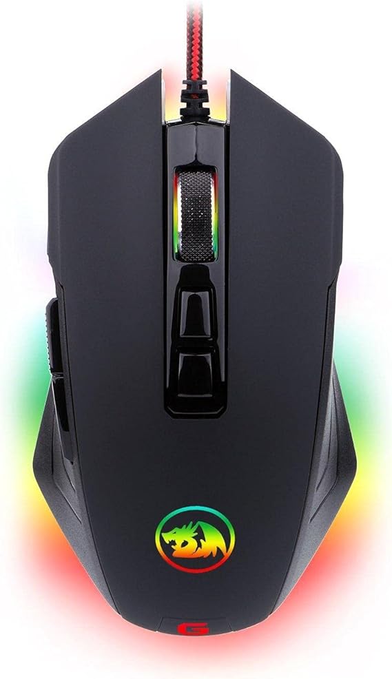 Redragon M715-RGB Gaming Mouse LED Backlit Wired MMO, Ergonomic High-Precision Programmable with 7 RGB Backlight Modes up to 10000 DPI User Adjustable for PC Computer