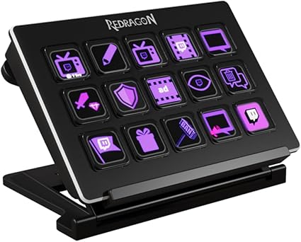 Redragon Stream Station Black 15 Keys LCD USB Type-C SS-550 Shortcut Keyboard