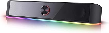 Redragon GS560 RGB Desktop Soundbar, 2.0 Channel Computer Speaker with Dynamic Lighting Bar Audio-Light Sync/Display, Touch-Control Backlit with Volume Knob, USB Powered w/ 3.5mm Cable