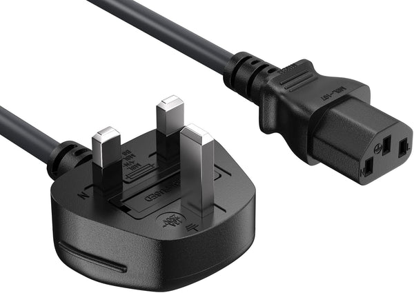 Standard, Power Cord with Fuse-Protected power cable, Heavy-Duty for PCs, Monitors, Scanners, Printers, Britain 3 Prong Type G Plug, Black (Lot)