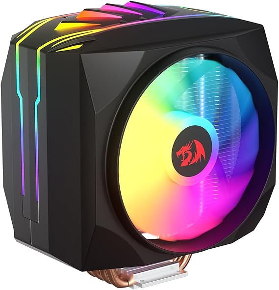 Redragon Balder CC-2199 CPU Air Cooler, A-RGB CPU Cooling FDB Fan, 2 x 120mm PWM Quiet Fans, 4 Heat Pipes & Smooth Copper Base, Single Tower for Intel 1700/115X/1200, AMD AM4/AM5