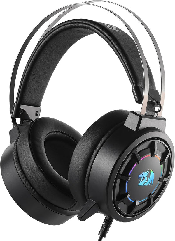Redragon H314 RGB Gaming Headset - Wired Computer Headset with 40mm Drivers, USB Connection, Lightweight Design, and Soft PU Leather Ear Cushions for Ultimate Comfort