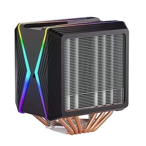 Redragon Hudur C218 Dual Tower CPU Air Cooler, A-RGB CPU Cooling Fan, 120mm PWM Low Noise, 6 Heat Pipes Aluminium Heatsink PBT Shell Cover, for Intel 1700/115X/1200, AMD AM4/AM5