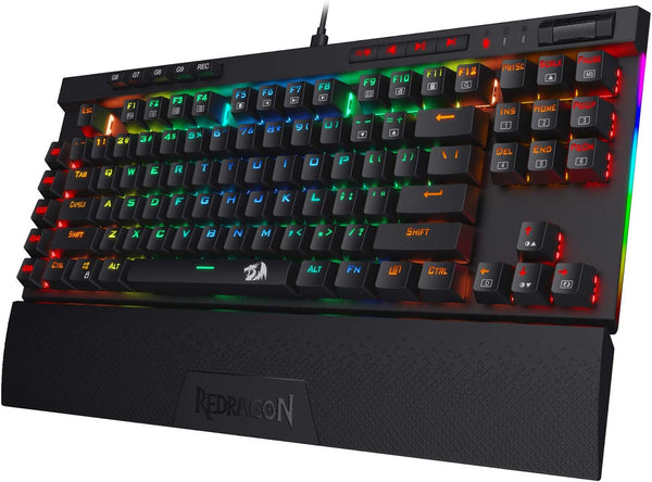 Redragon K587-PRO Magic-Wand RGB Mechanical Type-C Gaming Keyboard Switches with 9 Onboard Macro Keys, Detachable Wrist Rest