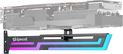 Redragon GCP03 & GCP03W ARGB GPU Support Bracket, 5V 3pin ARGB Graphics Card Holder, Video Card Sag Holder, Adjustable Length and Height Brace Support, Black