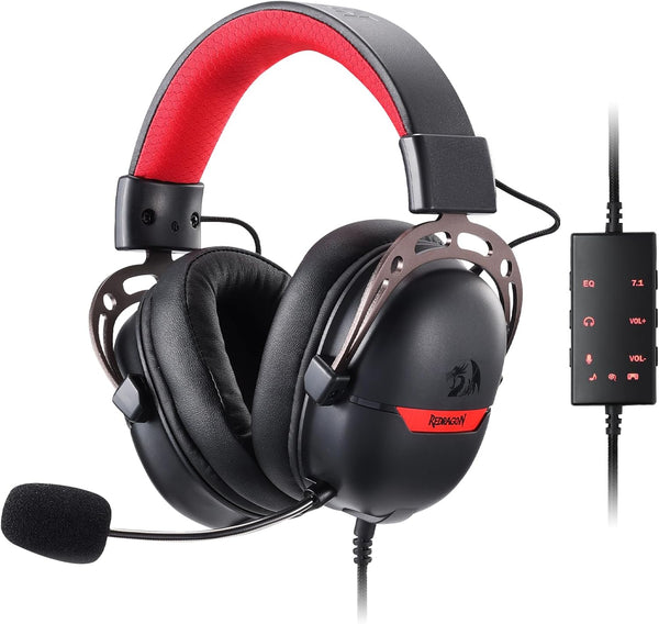 Redragon H376 Aurora Wired Gaming Headset, 7.1 Surround Sound Over-Ear Headphone w/40 MM Audio Drivers, Advanced EQ Mode, 240g Lightweight, Cozy Memory Foam Pads, USB Powered for PC/PS4/NS - Black