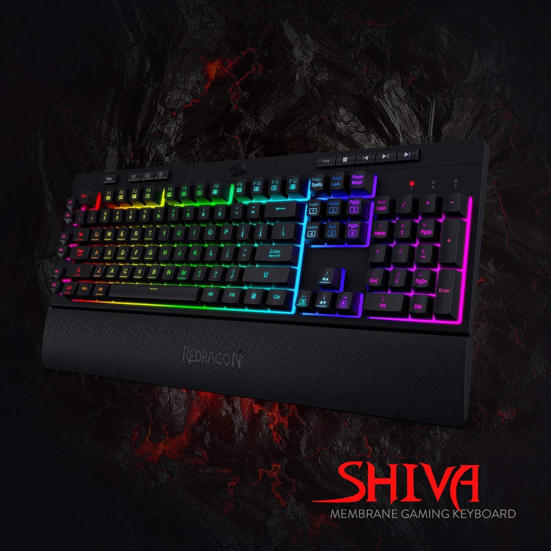 K512 Redragon K512 Shiva RGB Backlit Membrane Gaming Keyboard with Multimed ...