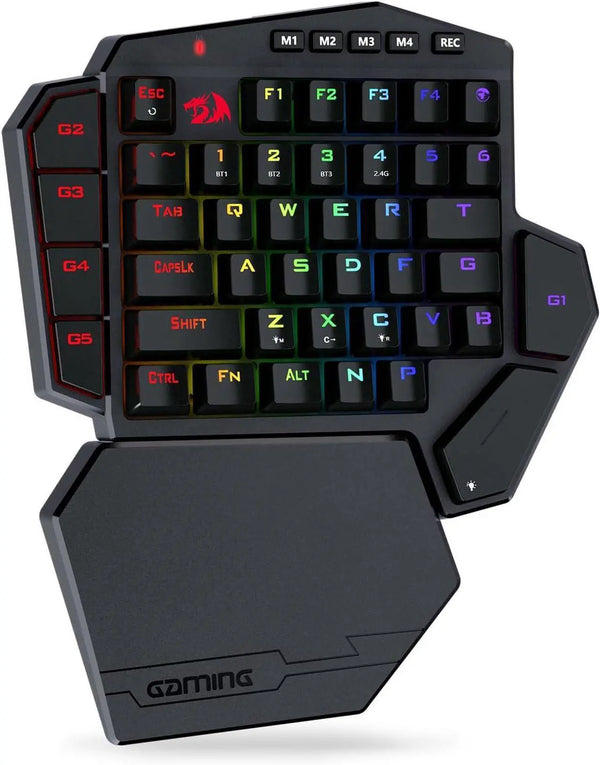 Redragon K585 PRO Wireless One-Handed Mechanical Keyboard, 42 Keys 3-Mode RGB 40% Gaming Keypad w/ 7 Onboard Macro Keys, Detachable Wrist Support, Rechargeable Battery