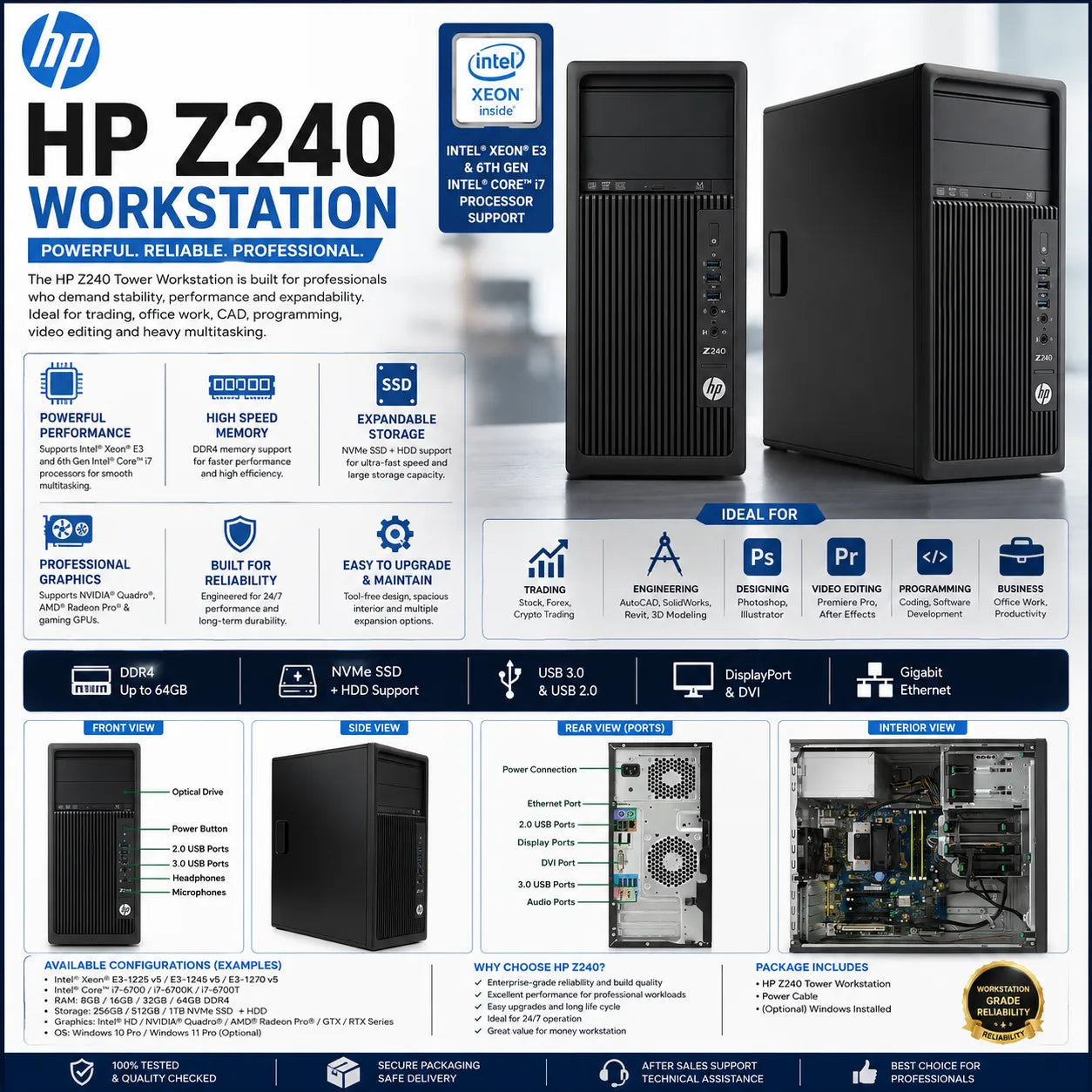 HP Z240 Tower Workstation | Intel Xeon & Core i7 6th Gen Desktop