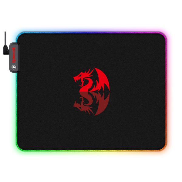 Redragon P026 Pluto RGB LED Large Gaming Mouse Pad Soft Mat with Nonslip Base, Large Size with Stitched Edges for PC Gamer 13. x 10.2 Inches (330 x 260 x 3 mm)