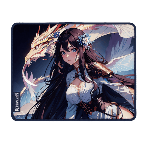 Redragon P046S Anime Gaming Mouse Pad - Smooth Lycra Surface, Anti-Slip Rubber Base, Spill-Resistant, Durable 5mm Thick Design, 13 x 10 inches, Dark Blue