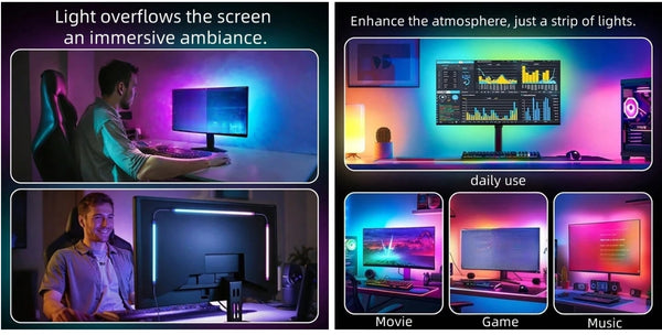 1pc 27 LED Backlight Screen Light Strip, Synchronizes With The Screen, For Gaming Room Decoration, Computer Decoration