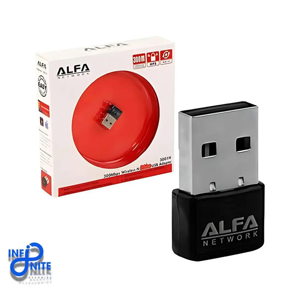 ALFA Network - Wifi USB Adapter - 300 Mbps - Original Product - High Speed & Vast Coverage - Infinite Branded Accessories