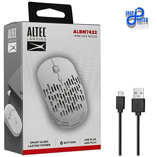 Altec Lansing mouse ALBM7422 White 2.4GHz Rechargeable Monochrome 1600DPI Optical Wireless Mouse - Infinite Branded Accessories