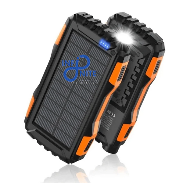 Solar panel charger power bank for backpacking and hiking.