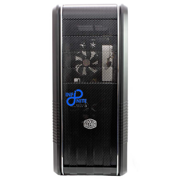 Custom gaming PC with Intel i7 4820K processor, Windforce 8GB GPU, and Cooler Master case – ideal for high-performance 1080p gaming.