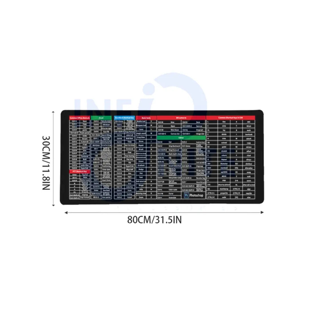Mouse pad with labeled dimensions 800mm width and 300mm height – ideal size for desk setup with keyboard and mouse