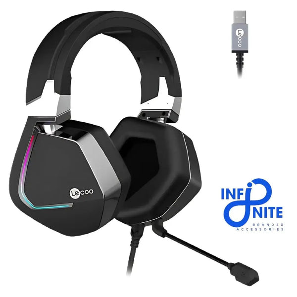 Lecoo HT402:Gaming headset Immerse Yourself in 7.1 Surround Sound Gaming (Wired Headset with Detachable Microphone) - Infinite Branded Accessories