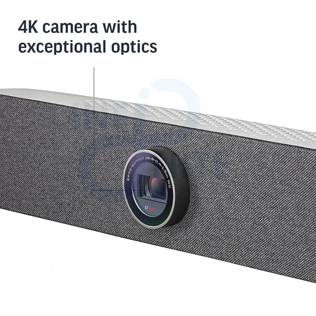 Look at the high-resolution lens and integrated speaker of the Poly P15 personal video bar