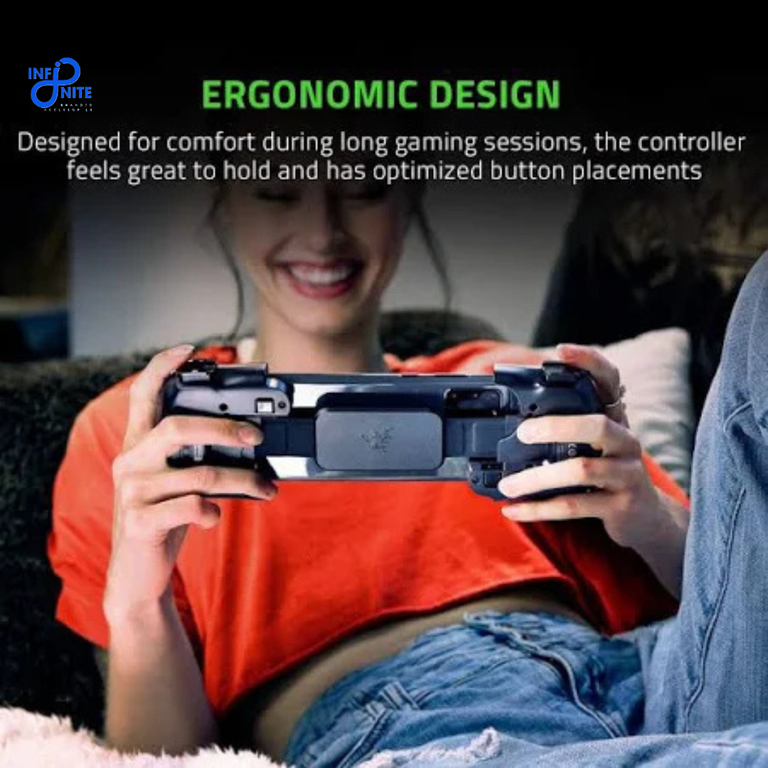 Close-up of Razer Kishi with ergonomic grip design for comfortable gameplay