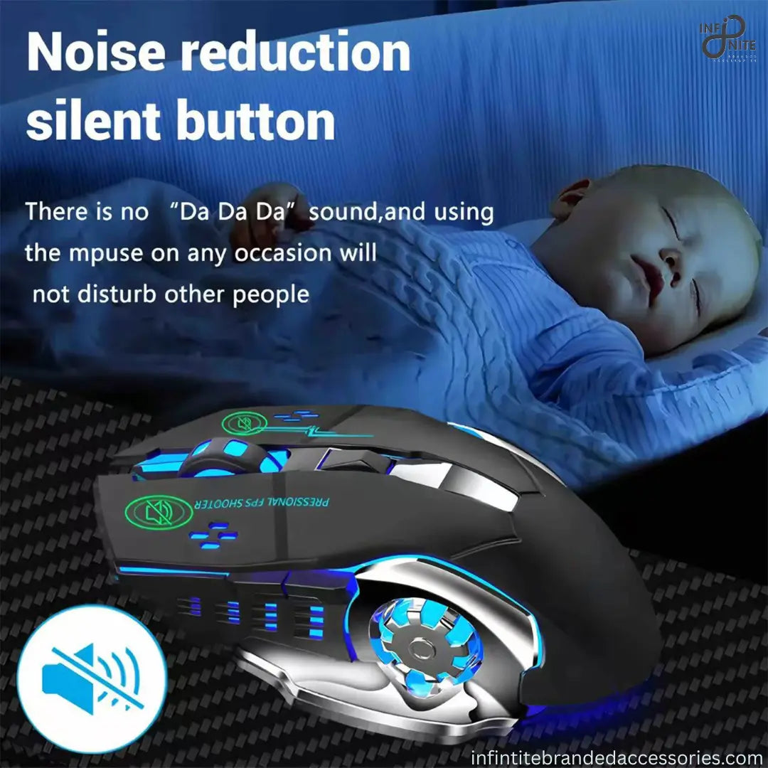 Silent button gaming mouse ideal for late-night gaming and quiet environments