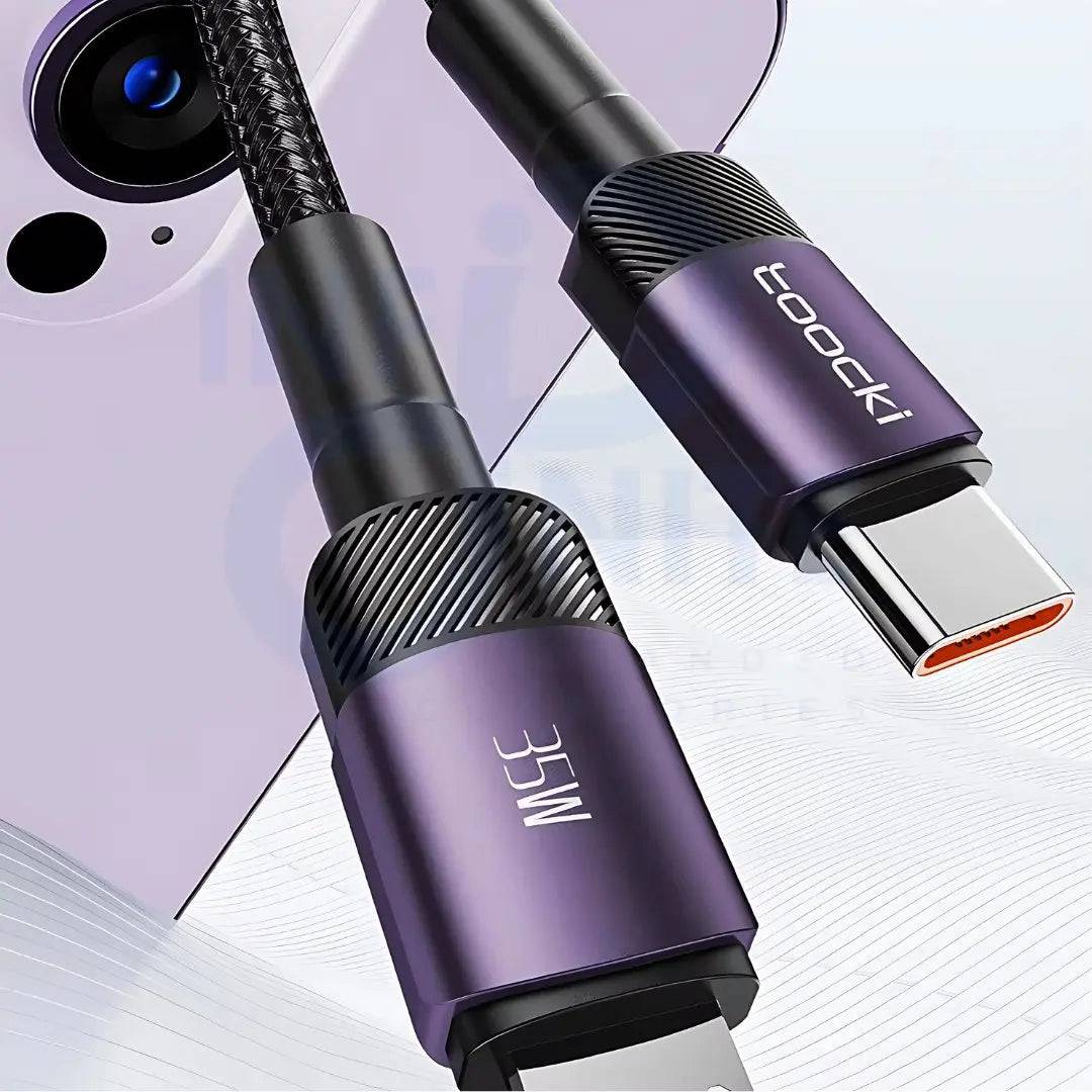 Toocki - Cable PD 35W Fast Charging Cable: Type - C to Lightning for iPhone 14, 13, 12, Pro, Max, Mini, Xs, Xr, X, SE, 8, 7, Plus, iPad Air - Infinite Branded Accessories