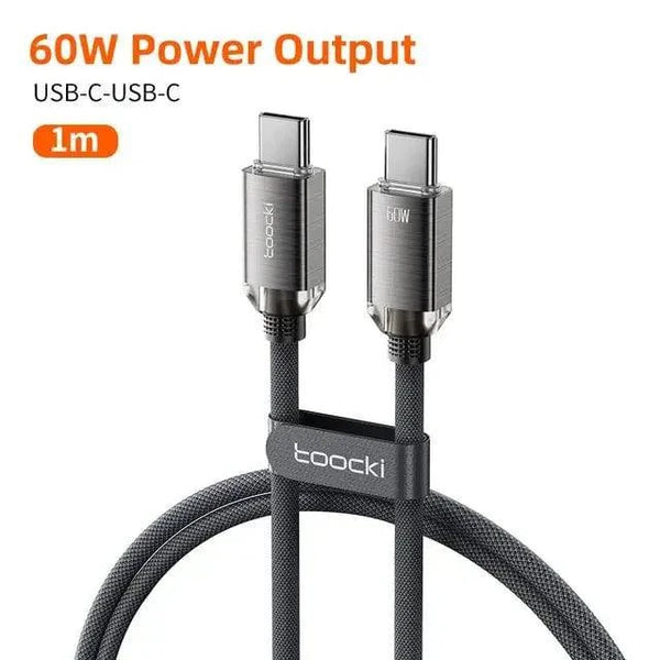 Toocki PD60W Type C to USB C Cable Fast Charge Mobile Cell Phone Charging Cord Wire For Xiaomi Samsung Huawei Macbook PC Table - Infinite Branded Accessories