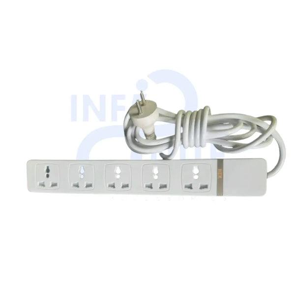 Universal Multi-Socket Power Extension with 5 Ports and Surge Protection